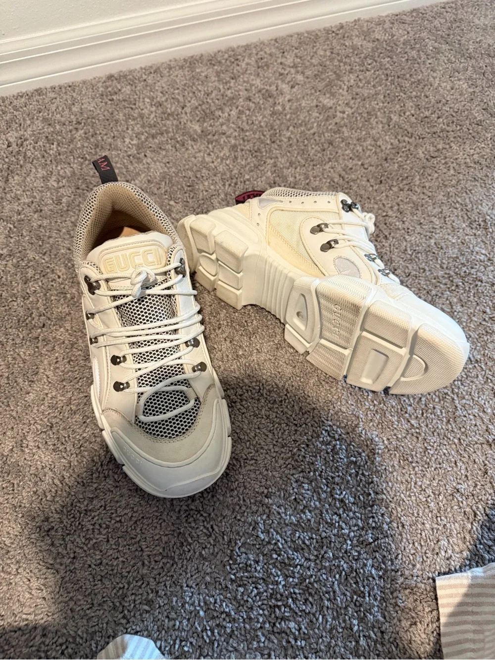 Gucci Cream and White Men's Chunky Lace-Up Sneakers